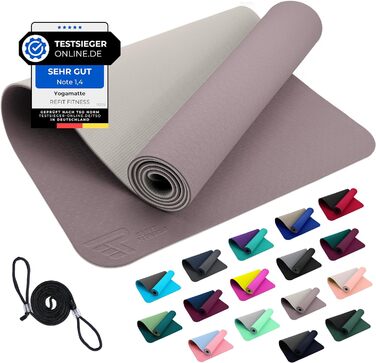 Килимок для йоги REFIT FITNESS Perfect-Fit 190 x 60 x 0,6 см з GeckoGrip та Sensi-Plus TPE. Нековзний, без шкідливих речовин + ремінь для перенесення. Підходить для гімнастики та спорту.