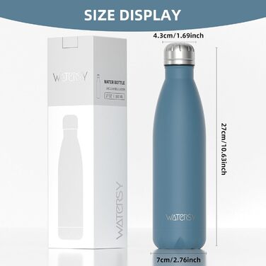 Дитяча термофляга WATERSY з нержавіючої сталі, 500 мл, Smogblau (з квітковим орнаментом)