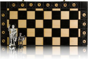 Шахи Master of Chess Spartan 40x40 см, металізована пластикова фігура, дерев'яна дошка, антик Рим, класична настільна гра