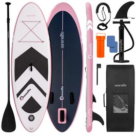 SUP дошка SereneLife надувна з аксесуарами, рожева - для моря, річки, йоги та відпочинку
