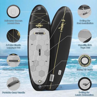 Надувне SUP-борд JUMMICO: стабільний, швидкий, з рюкзаком (чорний)