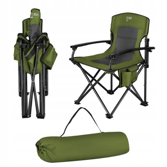 Туристичне складане крісло NILS CAMP NC3075, зелене, до 120 кг