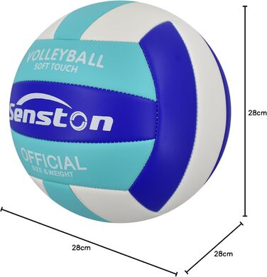 Волейбольний м'яч Senston, розмір 5, водовідштовхуючий, з насосом, для пляжу та басейну (Світло-блакитний)