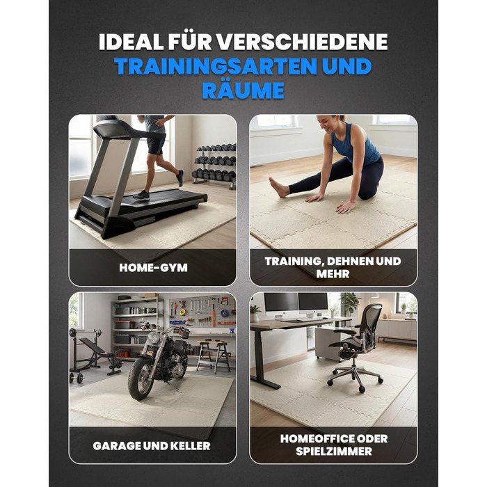 Набір захисних пазл-килимків для підлоги unycos (12/20/28 шт), 30x30x1 см, протиковзкі мати для тренажерного залу, фітнесу та йоги, водонепроникні, білі