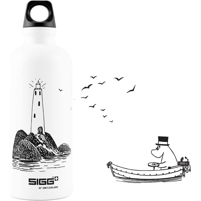 Дитяча алюмінієва пляшка SIGG Moomin Lighthouse 0,6 л, герметична, легка, без BPA, сертифікат кліматичної нейтральності, біла