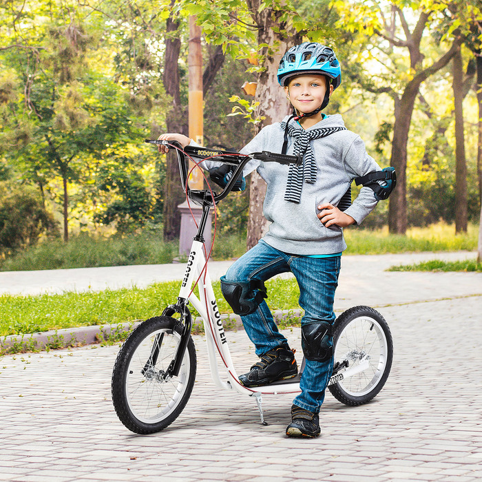 HOMCOM Дитячий самокат, Kick Scooter, Міський скутер, Самокат дитячий, Кікборд з пневматичними шинами, Ручне гальмо, Самокат дитячий, Складний | Аосом