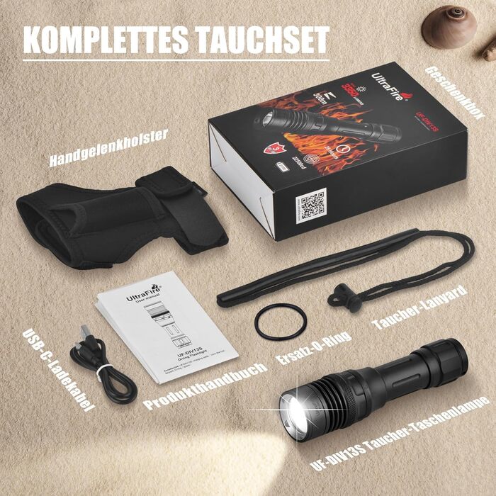 Ліхтар під водою ULTRAFIRE UF-DIV13S 3350 люмен, перезаряджається, IPX8, USB-C, 3 режими