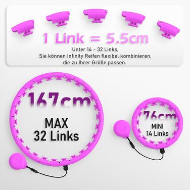 Розумний обруч для схуднення з вантажем, фіолетовий (24 вузли, 77-132 см) для дорослих та початківців