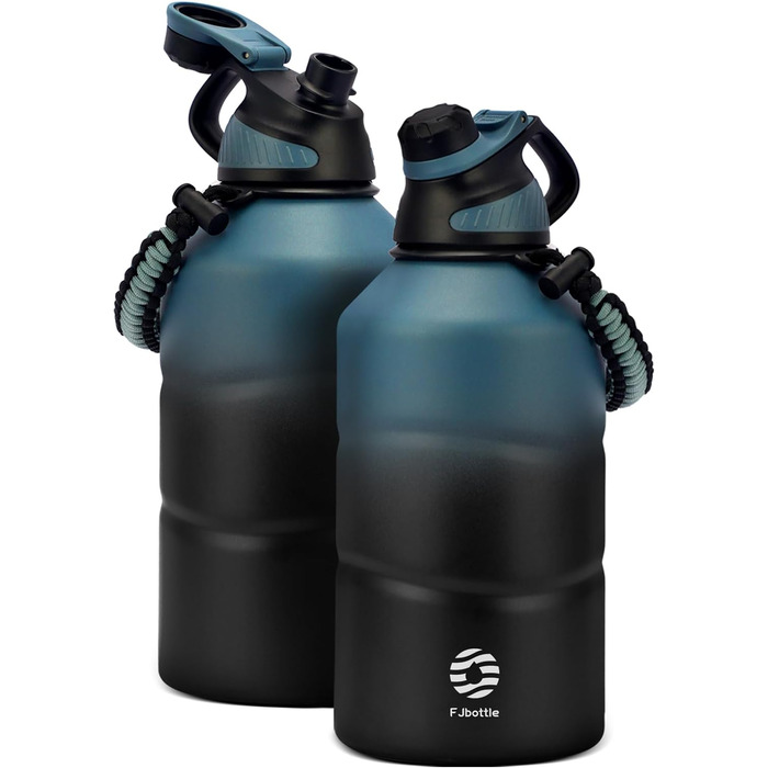Фляга для води Fjbottle з нержавіючої сталі 1900 мл з магнітною кришкою, BPA Free, подвійні стінки, термо, без витоку, для спорту, універу, кемпінгу, подорожей, темно-синій колір
