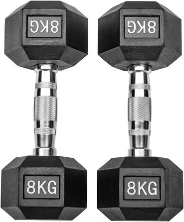 Гумові гексагональні гантелі Studio 16 кг (2×8 кг), чорні