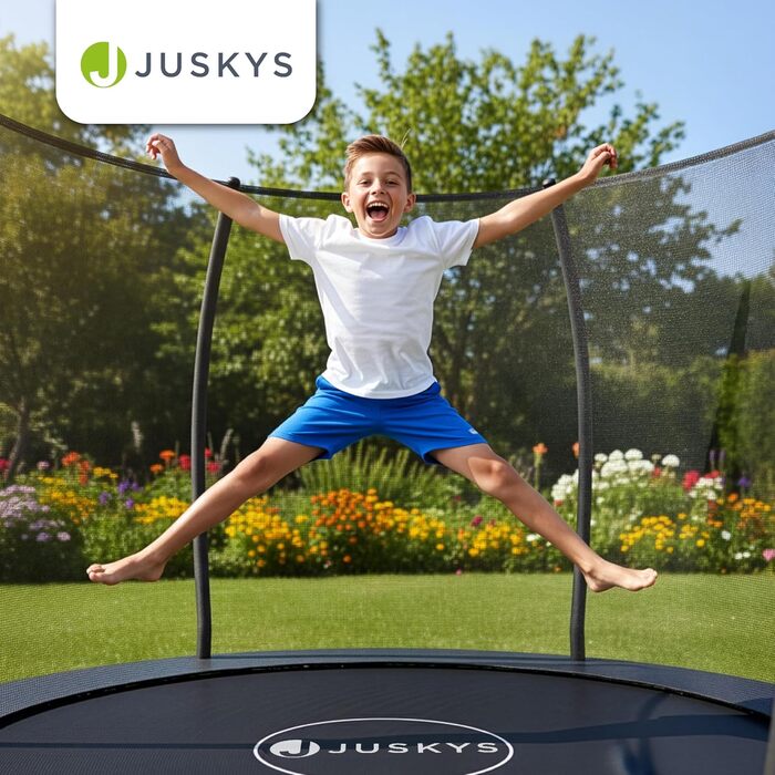 Трамплін Juskys SkyBounce Ø 228/305/366 см - Outdoor з сіткою, драбиною та пружинами PowerSpring