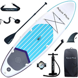 Надувна SUP-дошка Aqua Plus 15 см для всіх рівнів, комплект: весло, насос, рюкзак, ремінь, для дорослих і підлітків