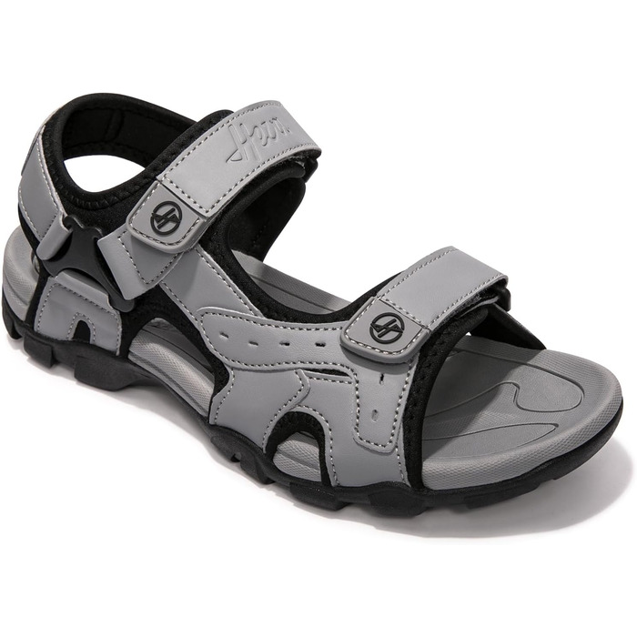 Чоловічі сандалі HEVA з натуральної шкіри для активного відпочинку, трекінгу та піших прогулянок (44 EU, сірі)