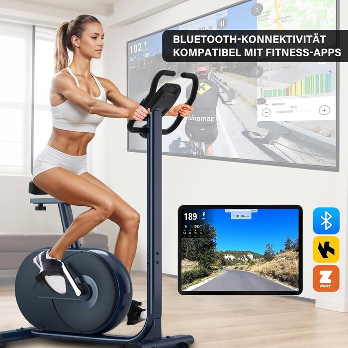Велотренажер LESUNFIT з низькою рамою, 24 програми, Bluetooth, LCD-дисплей, до 150 кг, сумісний з фітнес-додатками