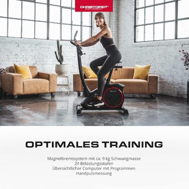 Велотренажер Christopeit Sport AL 2 Black Edition, 24 рівні, 9 кг магнітна система, LCD-дисплей, до 150 кг