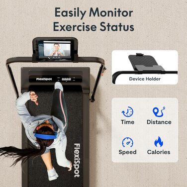 Бігова доріжка FlexiSpot Walking Pad DynamicX PLUS для дому та офісу, чорна. Складана, з пультом, LED дисплеєм, 4-в-1