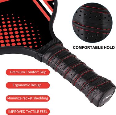 Набір для піклболу Graphit Pickleball: преміум-ракетки з волокнистою поверхнею та полімерним ядром, м'ячики, запасний м'який хват та сумка (чотириколірні ракетки)