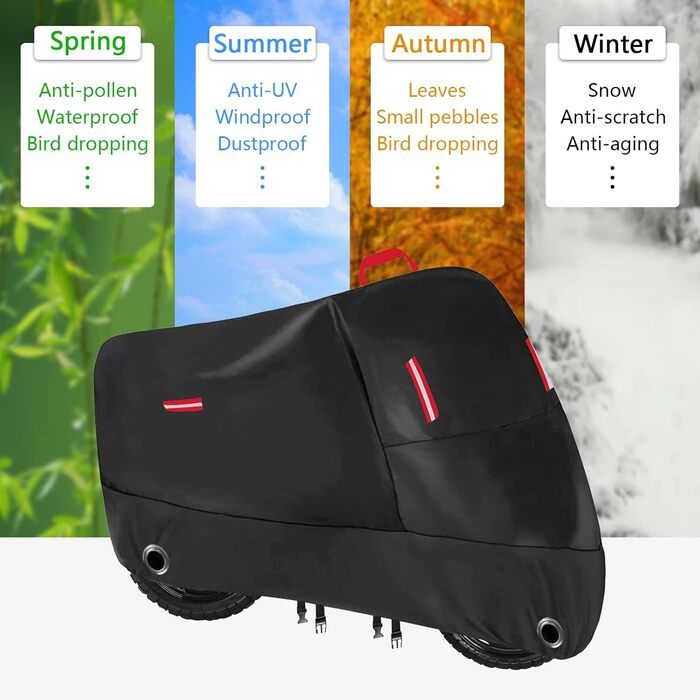 Водонепроникний чохол для мотоцикла Oxford 230x95x125 см з отворами для замка та світловідбиваючими смугами