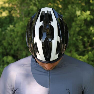 Велосипедний шолом BBB Condor для дорослих, знімний козирок, сітка від комах, MTB і шосе, чорний/білий, розмір M (54-58 см)