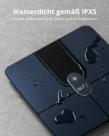 Розумна вага eufy P2 Pro, цифрова ваги для визначення складу тіла, Wi-Fi/Bluetooth, 16 показників: вага, серцебиття, жир, ІМТ, м'язова та кісткова маса, чорна