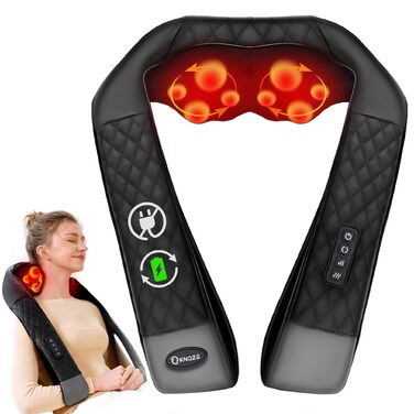 Масажер для шиї та плечей KNQZE® 4D Shiatsu бездротовий: глибокий масаж для зняття напруги в шиї, плечах та спині. Ідеальний подарунок для жінок, мам, тат.