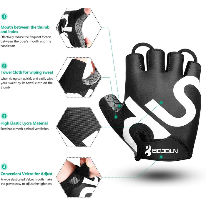 Рукавички для велосипеда чоловічі/жіночі літні - рукавички напівпальці для катання на велосипеді, гірському велосипеді, шосе, даунхілі, для активного відпочинку, чорні, розмір M