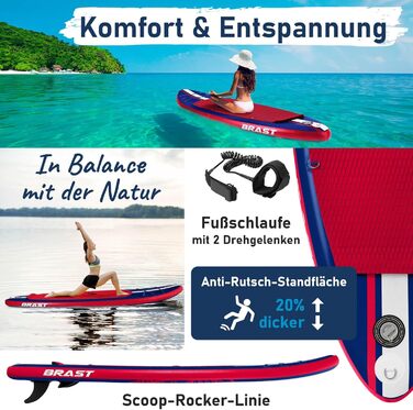 SUP Board BRAST Shark надувний, 320x81x15 см, комплект: весло, сидіння для каяка, тримач для камери, насос, рюкзак, блакитний
