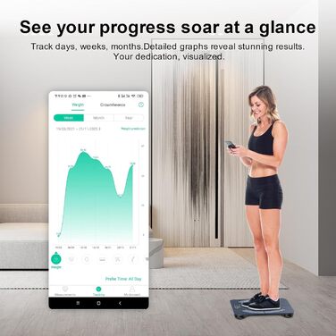 Healthkeep розумні ваги для аналізу складу тіла, Bluetooth, імпедансний вимірювач, висока точність, 13 показників, додаток, до 180 кг, 28x28 см