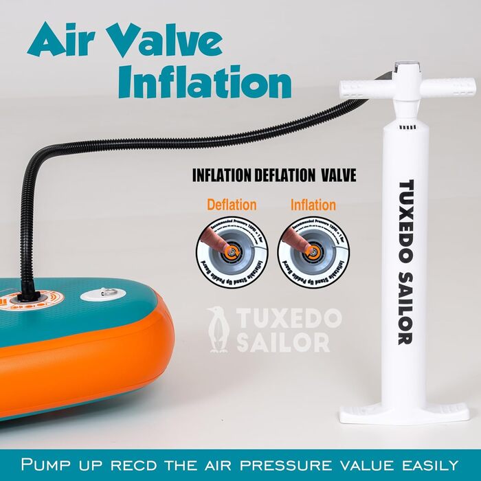 Надувний SUP борд Tuxedo Sailor Stand Up Paddle Board з аксесуарами, для дорослих та підлітків, блакитний та жовтий (зелений та помаранчевий)