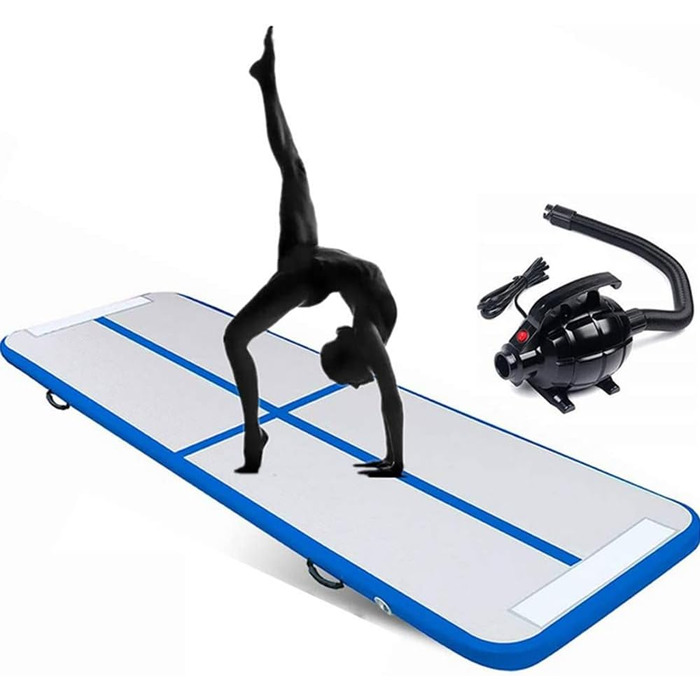 Гімнастична килимок LSLIFE надувний, 4/5/6 метрів, товщина 10 см, з електричним насосом. Для гімнастики, йоги, тренувань, дітей. Надувна гімнастична доріжка, тренувальна балка.