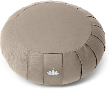 Подушка для медитації Lotuscrafts Zafu - 15 см, з наповнювачем з пшениці, бавовна органічна, GOTS сертифікат, вишивка (світло-бежевий)