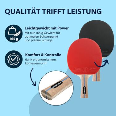 Турнічний тенісний ґейм Hudora Game: високоякісна ракетка для пінг-понгу з покриттям ITTF KARATE, для початківців та професіоналів, дерев'яна ракетка