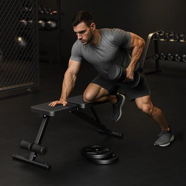 Регульована лава для тренажерів вдома, складана лава для фітнесу, тренування з гантелями, 272 кг нахил, лава з еластичними стрічками для силових тренувань