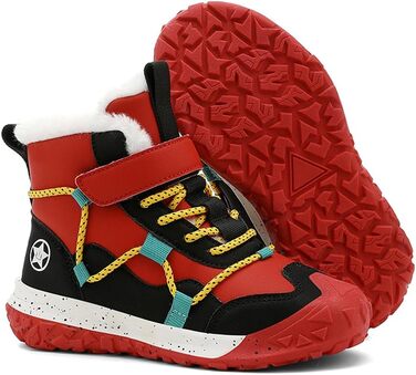 Водонепроникні зимові черевики для дітей: зимові чоботи для дівчаток та хлопчиків, утеплені, для активного відпочинку на вулиці, неслизькі, червоні (29 EU)