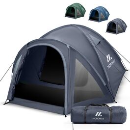 Намет кемпінговий NORDMUT Campingzelt для 2-4 осіб водонепроникний, сірий - купольний з тамбуром