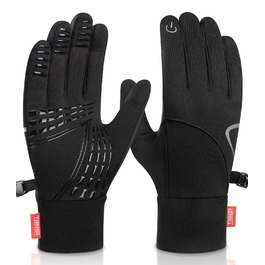 Зимові рукавички Benirap для чоловіків та жінок, вітрозахисні, з підтримкою сенсорного екрану, неслизькі, спортивні, теплі, для активного відпочинку, їзди на велосипеді, бігу, прогулянок з собакою. Чорний колір, модель TM01