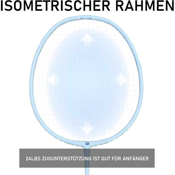 Набір для бадмінтону OGEENIER: 2 ракетки, 2 ручки, 2 волана, 1 ракетка з сумкою (білий, рожевий+блакитний, 3 1/4 дюйми)