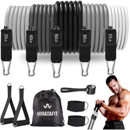 Набір еластичних стрічок WHATAFIT для фітнесу та реабілітації, з дверним анкером та аксесуарами