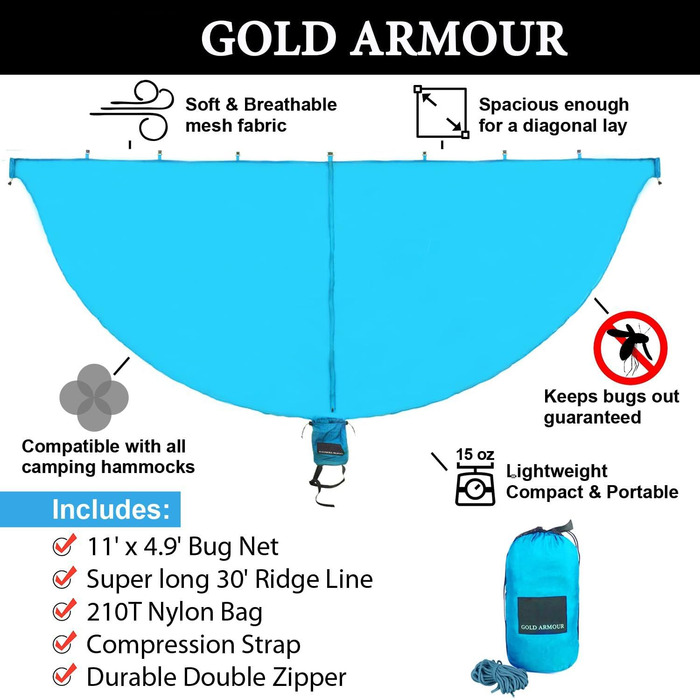 Гамак для кемпінгу Gold Armour - великий двомісний гамак з парашутної тканини (2 петлі для кріплення, 29 кольорів/дизайнів) Легкий нейлон для дорослих та дітей (Зелений, Гавайський)