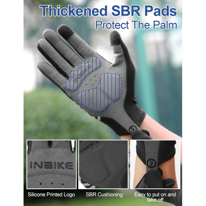 Велосипедні рукавички INBIKE зимові, чорні, для катання на велосипеді, лижах, бігу, з підкладкою для сенсорного екрану, теплі, вітронепроникні, антиковзаючі