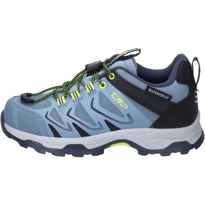 Дитячі черевики CMP Byne Low WP для активного відпочинку, водонепроникні, кольори: антрацит, кислотний зелений, розмір 35 EU