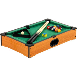 Настільний більярдний стіл GAMES PLANET Mini Pool Nano, 51x31x10 см, чорний, з аксесуарами (2 киї, кулі, трикутник, крейда), 3 декори