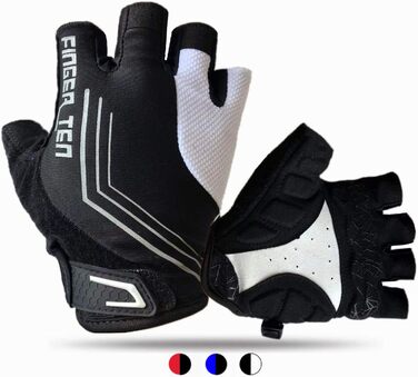 FINGER TEN велосипедні рукавички для чоловіків, рукавички для велоспорту MTB, рукавички для гірського велосипеда, рукавички для катання на велосипеді, походів, Downhill, чорного кольору (XXL, напівпальцеві)