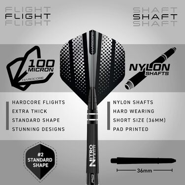 Професійні вольфрамові дартси Red Dragon Razor Edge 24 г з оперенням та стрижнями