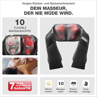 Масажер для шиї та спини Donnerberg Shiatsu з функцією прогріву, ударний, гарантія 7 років, сертифікат TÜV Süd
