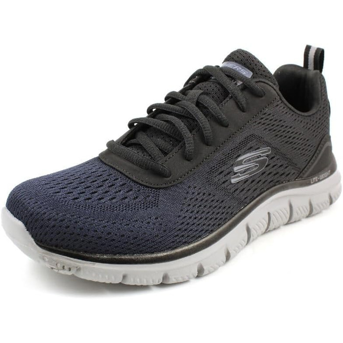 Чоловічі кросівки Skechers Track Ripkent (42.5 EU, Wide Fit), темно-сині з чорною обробкою, сітчасті