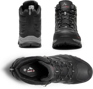 Чоловічі трекінгові черевики NORTIV 44 EU, чорні: водонепроникні, для хайкінгу, альпінізму та туризму