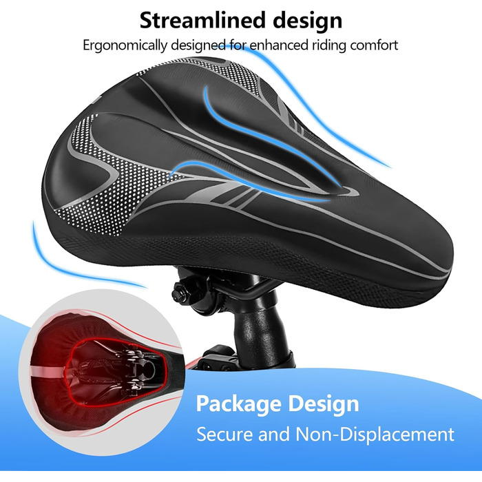 Покриття для велосипедного сидіння AUVSTAR з гелевою вставкою, дихаюче, преміум-якість, підходить для гірського велосипеда, потовщене, захист сидіння для чоловіків та жінок (сірий)