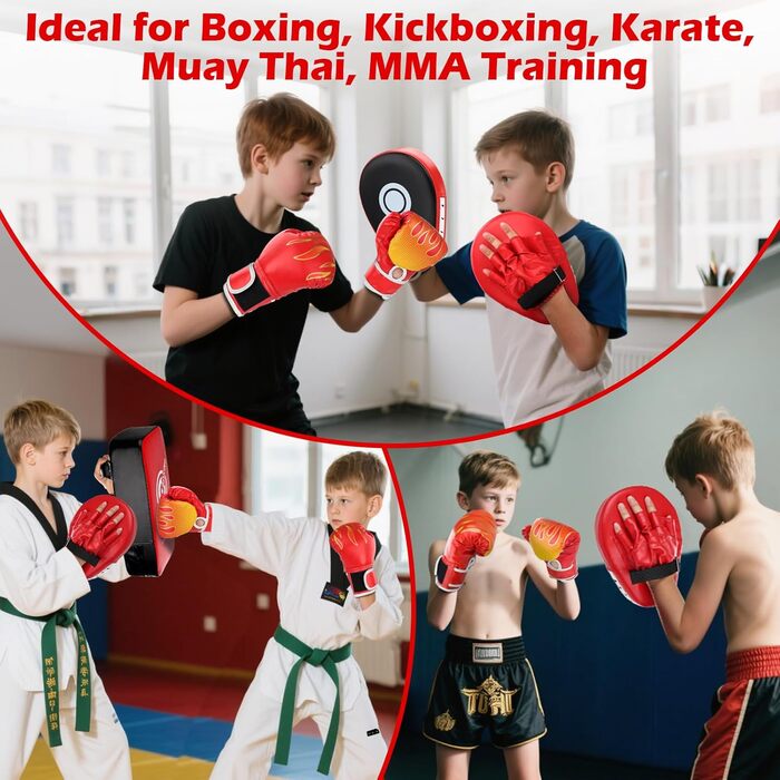 Набір 3-в-1 для дітей та підлітків: боксерські рукавички, відбивачі та регульоване кик-пед для Taekwondo – спортивне обладнання для боксу, MMA, Муай Тай, Taekwondo, кікбоксингу