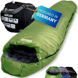 Спальник EXPLORER® GRÖNLAND -23°C/-5°C, 3-4 сезони, зимовий мумієподібний, 1900г, 230x82x55 см, для кемпінгу, трекінгу, подорожей, темно-зелений, правий блискавка